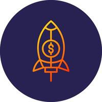 Rocket Line Circle Gradient Icon Design vector