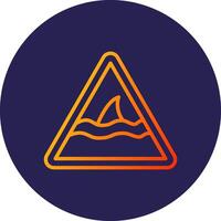 Shark Warning Line Circle Gradient Icon Design vector