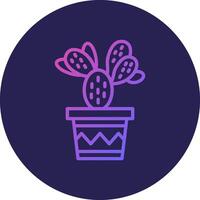 Cactus Line Circle Gradient Icon Design vector