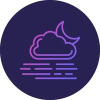 Foggy Night Line Circle Gradient Icon Design vector