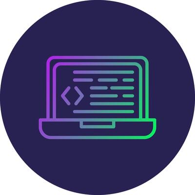 Programming Line Circle Gradient Icon Design