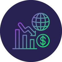 Recession Line Circle Gradient Icon Design vector