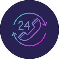 24 Hours Support Line Circle Gradient Icon Design vector