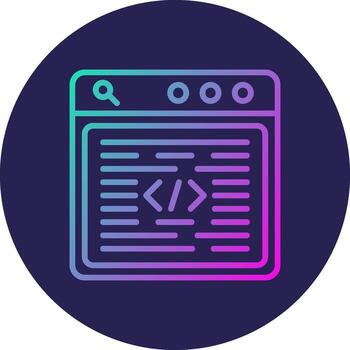 programación idioma línea circulo degradado icono diseño vector