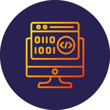 binario código línea circulo degradado icono diseño vector