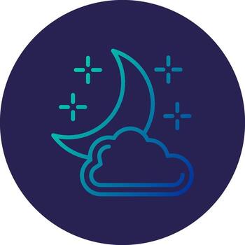 Half Moon Line Circle Gradient Icon Design vector