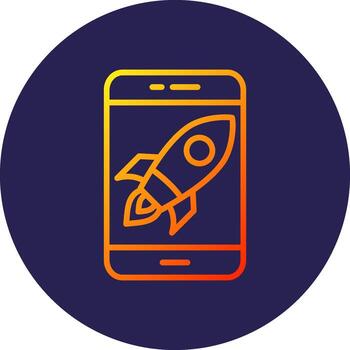 móvil línea circulo degradado icono diseño vector