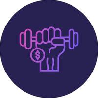 Dumbbell Line Circle Gradient Icon Design vector