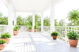 White Balcony with Greenery photo