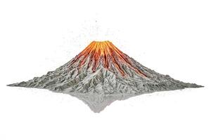 Erupting Volcano with Lava Flow and Reflection photo