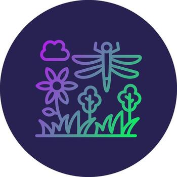 Dragonfly Line Circle Gradient Icon Design vector