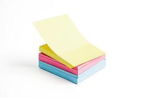 Stack of Colorful Sticky Notes Isolated on White Background photo
