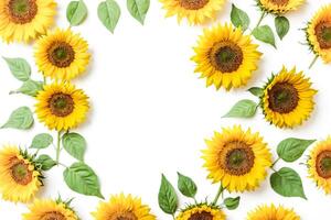 Sunflower Frame with White Background photo