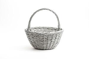 White wicker basket on a white background photo