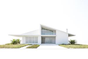 Minimalist White House with Palm Trees photo
