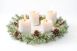 Advent Wreath with Burning Candles photo