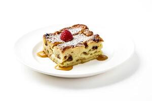 Delicious Bread Pudding with Raspberry and Caramel Sauce photo