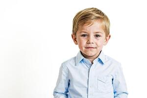 Portrait of a young boy with a serious expression photo