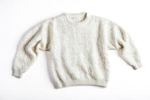 White Knit Sweater Isolated on White Background photo