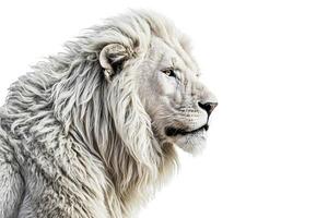 White Lion Portrait on White Background photo