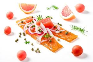 Smoked Salmon with Grapefruit, Onion, and Dill photo
