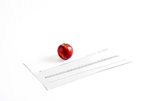 Red apple on a white background with a hand drawn timeline photo
