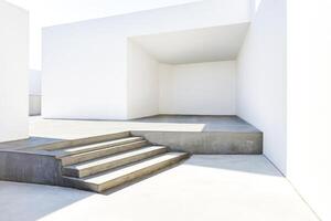 Minimalist White Concrete Architecture with Stairs photo