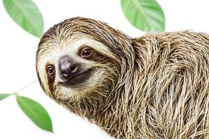 Close Up Portrait of a Sloth with a Curious Expression photo