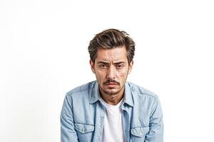 Portrait of a man looking down with a serious expression photo