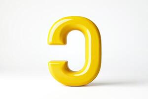 Yellow Glossy Letter C 3D Render photo