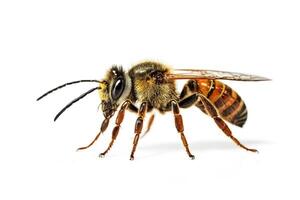 Close-up of a honeybee on a white background photo
