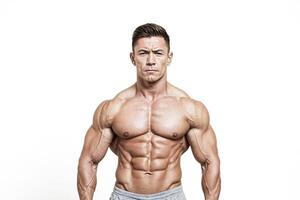 Muscular Man Posing with Defined Abs photo