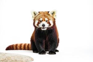 Red Panda Sitting on White Background photo