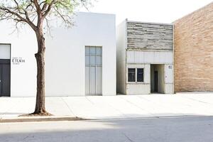 Facade of an urban building with a tree in front photo