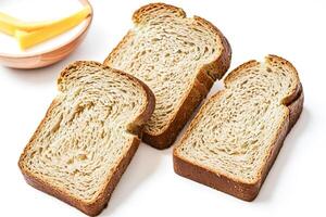 Closeup of Three Slices of Bread on a White Background photo