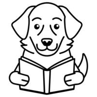 Dog reading icon vector