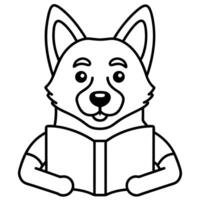 Dorgi dog reading icon vector