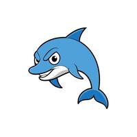Dusky Dolphin fish angry icon vector
