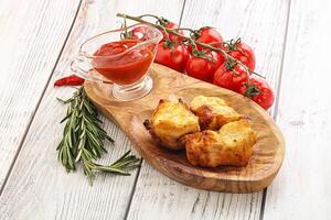 Chicken breast shashlik - grilled meat photo