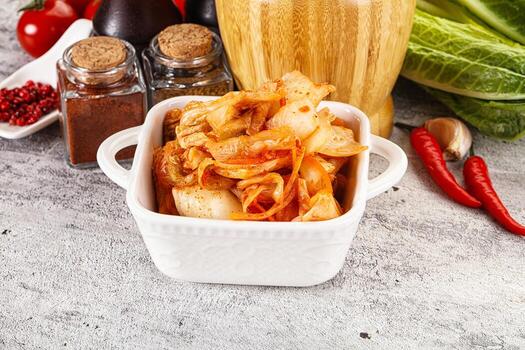 coreano cocina fermentado repollo kimchi foto