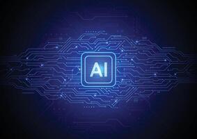 Artificial intelligence chipset on circuit board in futuristic concept technology artwork for web, banner, card, cover vector