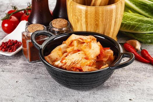 coreano cocina fermentado repollo kimchi foto