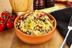 Bulgur with lamb and vegetables photo