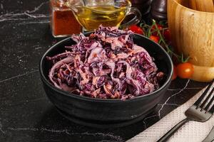 Coleslaw salad with cabbage and carrot photo