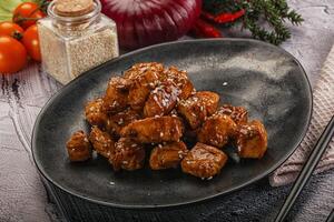 Chicken fillet with soya teriyaki sauce photo