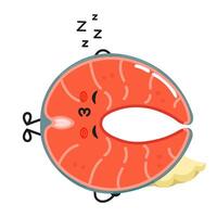 Red fish salmon sleeping character vector