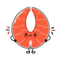 Cute angry red fish salmon character vector