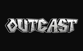 Outcast - single word, letters graffiti style vector
