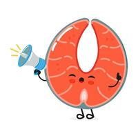 Red fish salmon with loudspeaker characte vector
