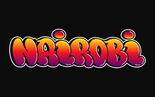 Nairobi - single word, letters graffiti style vector